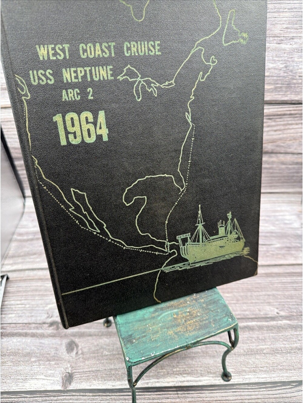 1964 USS Neptune  (Arc 2 ) WESTPAC Cruise Book Hardcover Vintage HTF